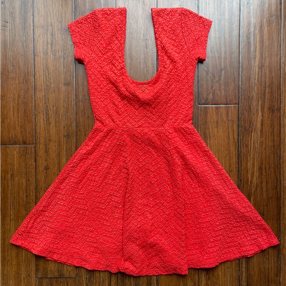 SPARKLE & FADE Red Lace Fit & Flare Dress - Picture 3 of 3